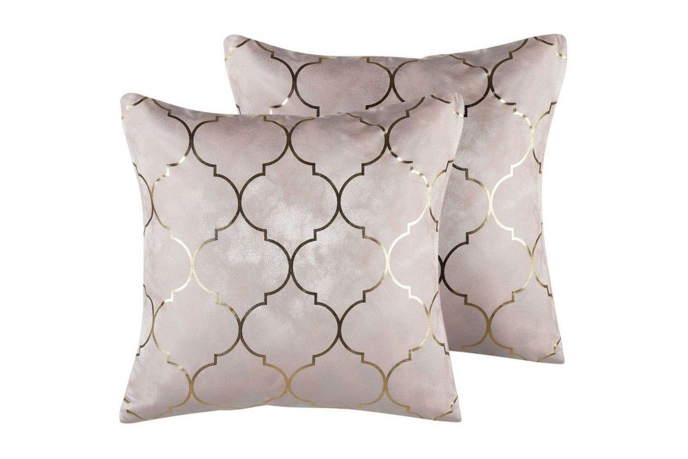 Prydnadskuddar Alyssum set om 2 Rosa/guld, Polyester