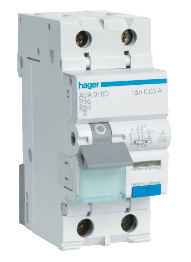 Hager ACA966G Personskyddsautomat 16 A, C, 10 mA