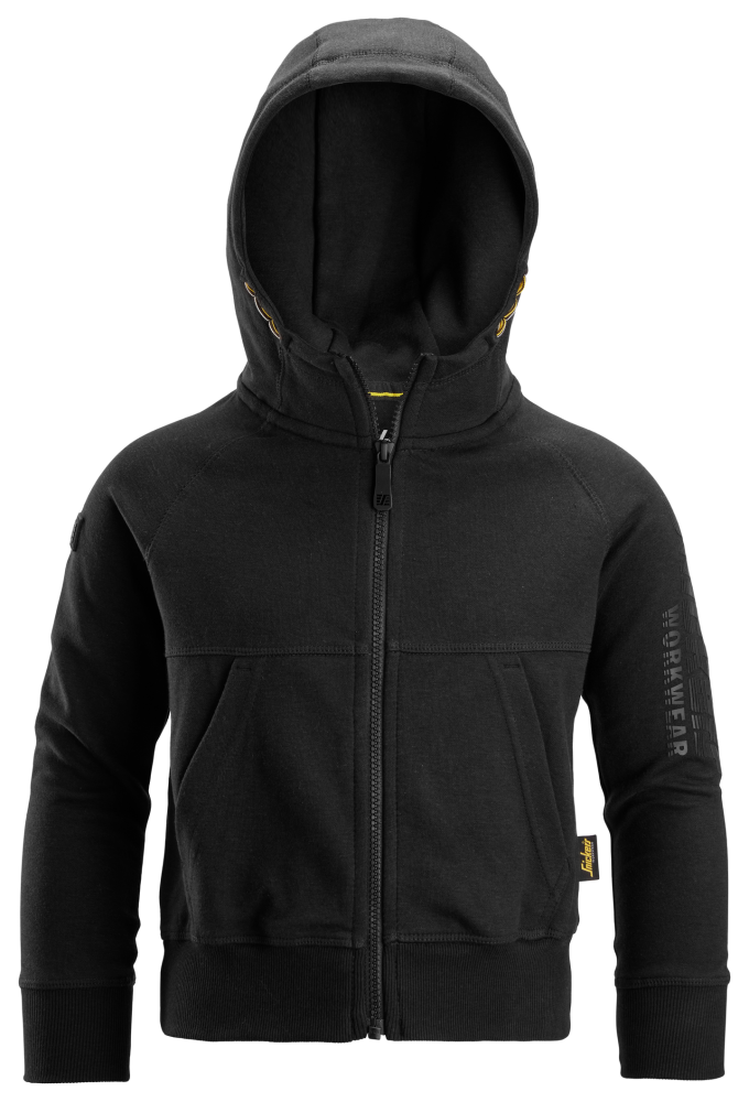HUVTRÖJA SNICKERS WORKWEAR LOGO ZIP JUNIOR SVART, STL 98/104