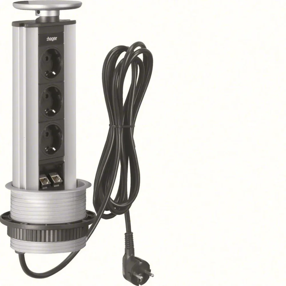 Hager G7045LED Bordsmodul 3 jordade uttag, data + LED