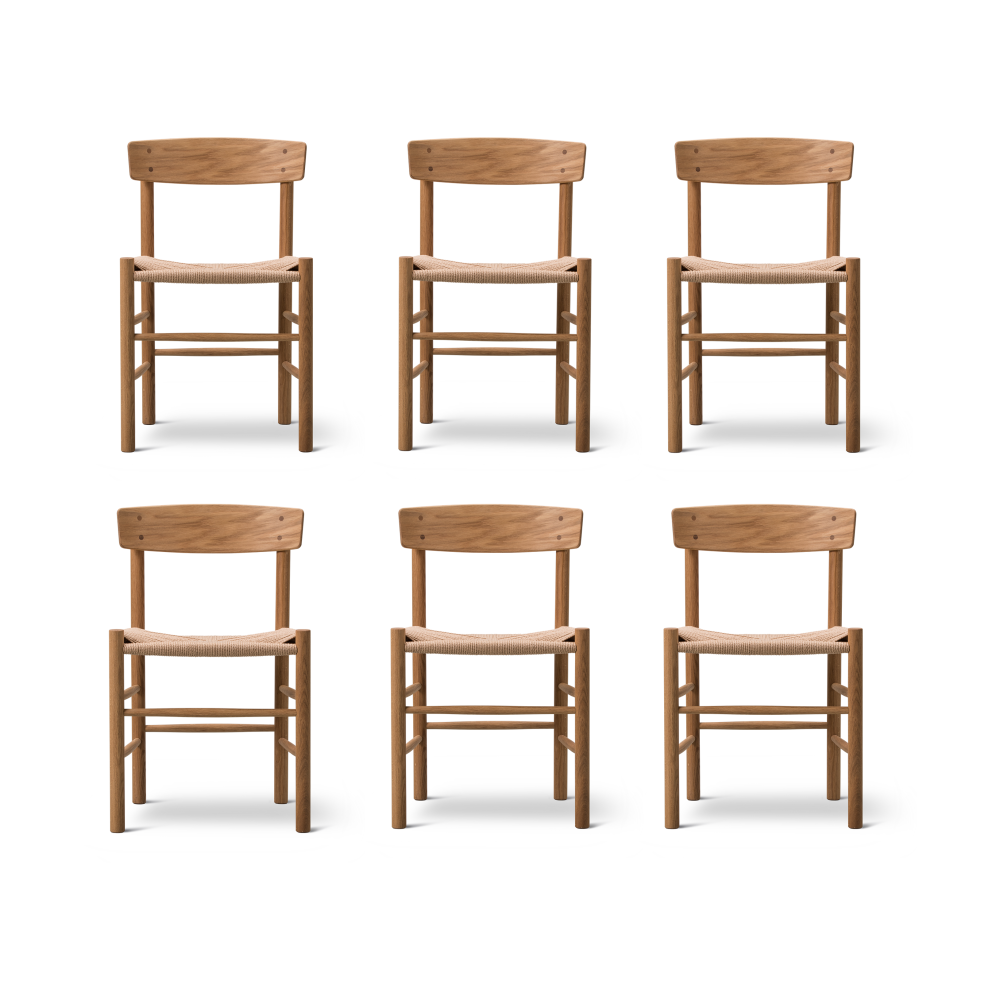 J39 stol, Oljad ek-flätad natur, 6-pack