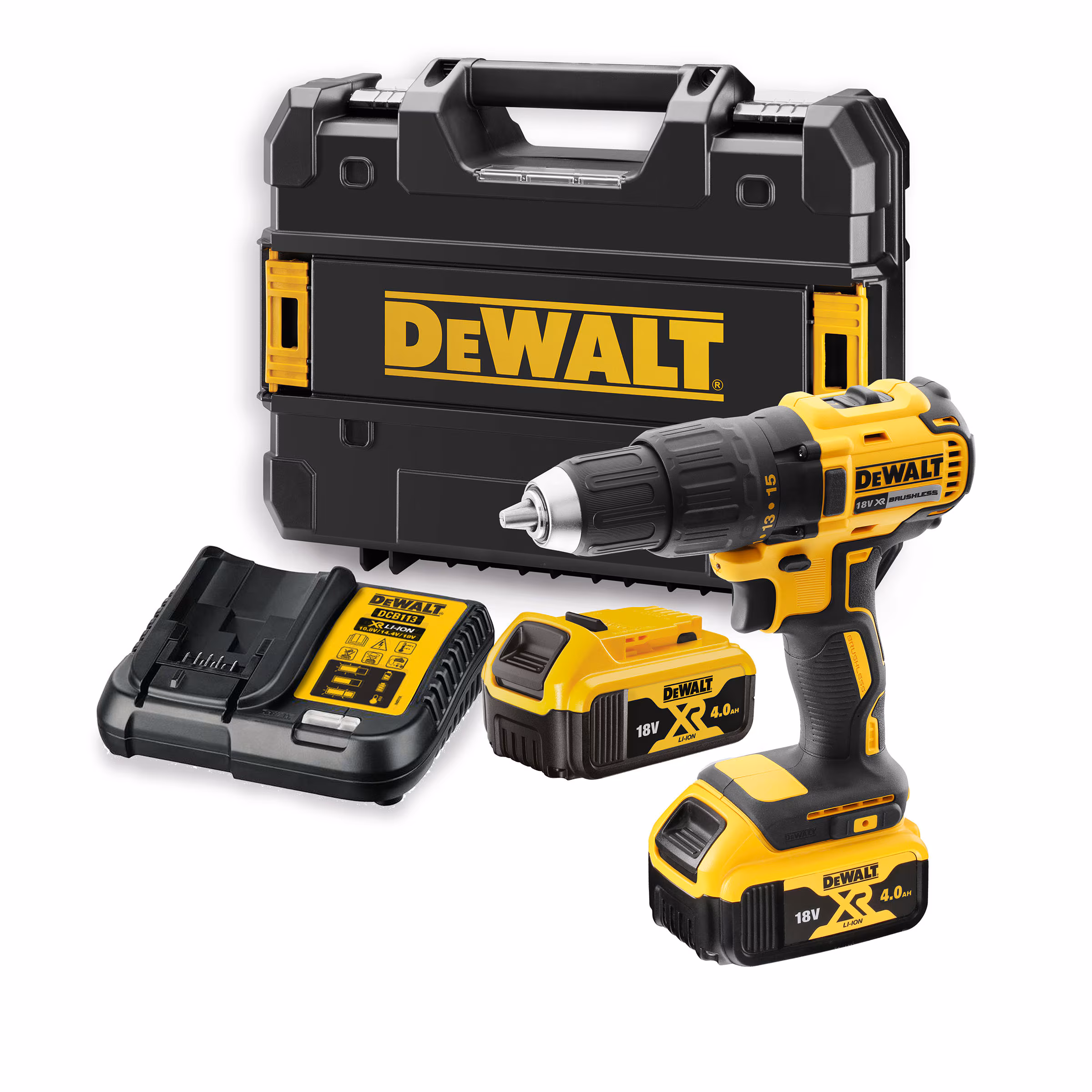 Kjøp Dewalt Bore-/skrumaskin DCD777M2T 18V, med 2 stk 4,0Ah batterier i TSTAK