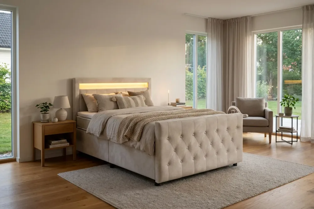 Franco Light Komplett Sängpaket med förvaring LED-belysning 120x200 cm