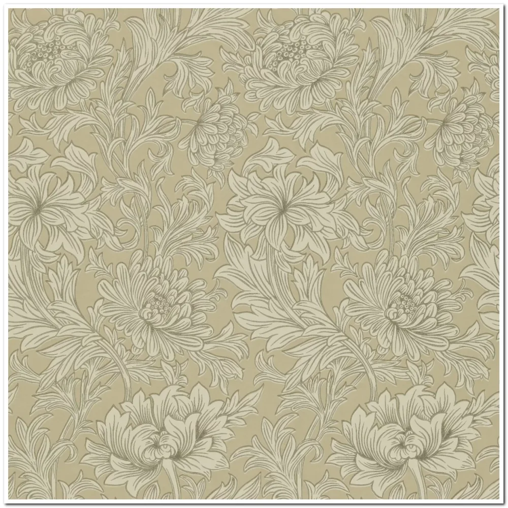 Morris and Friends Chrysanthemum Toile Ivory/gold Dmowch103 Vit Tapet | Stuvbutiken
