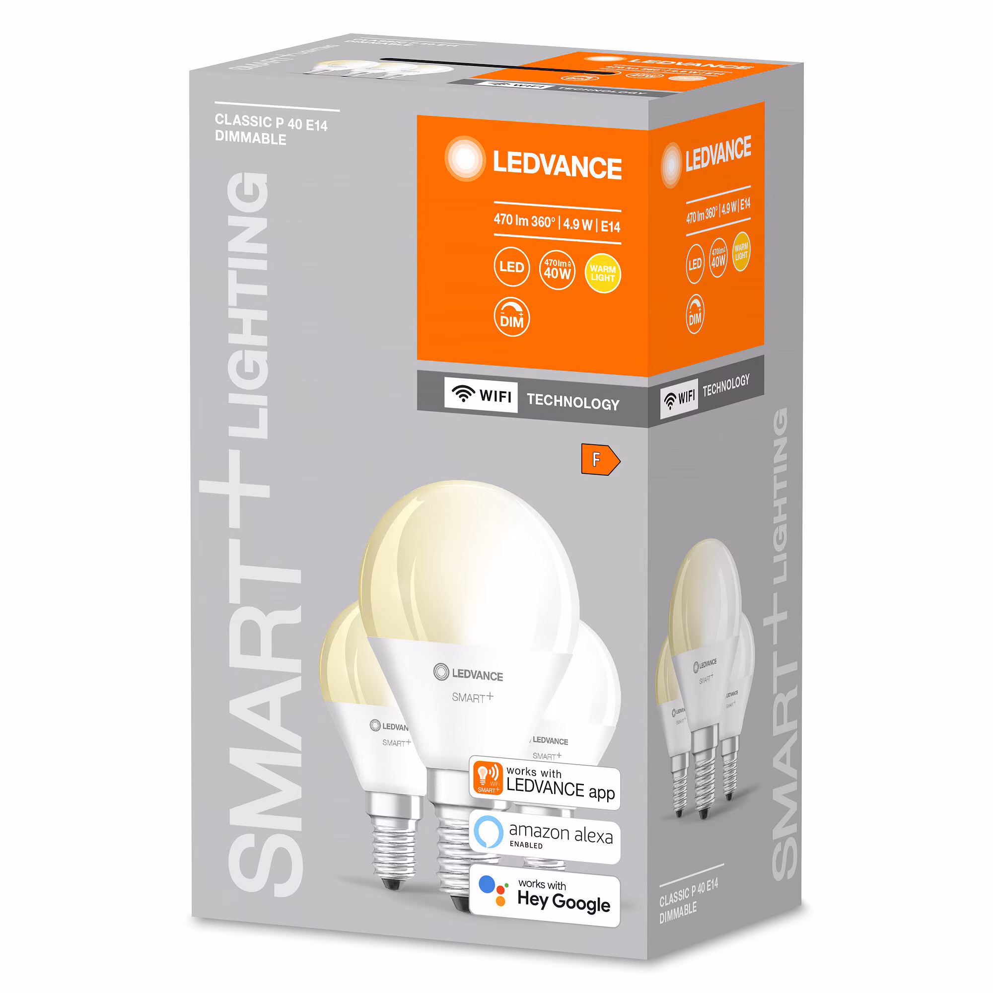 Kjøp LED-lampe smart Wi Fi, dimbar, E14, 4,9 W, 3-pakning