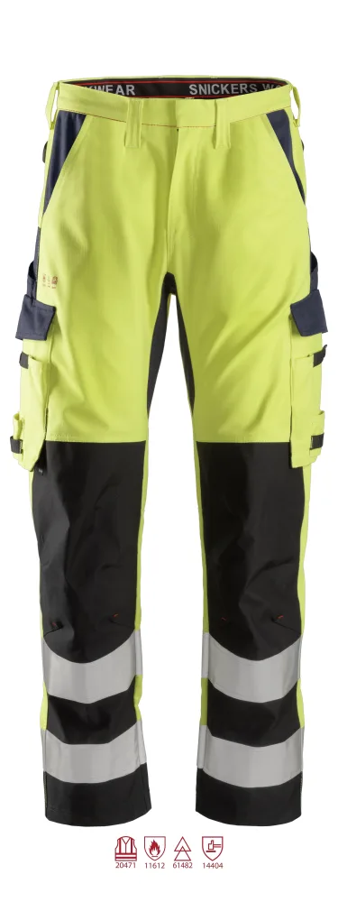 Snickers Workwear 6364 ProtecWork Arbetsbyxa varsel, gul/marinblå 120