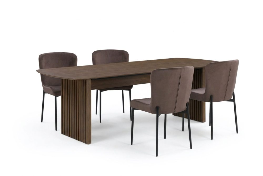 Richeto Matgrupp Rökt Ek 180 cm med 4 Elsie Matstolar