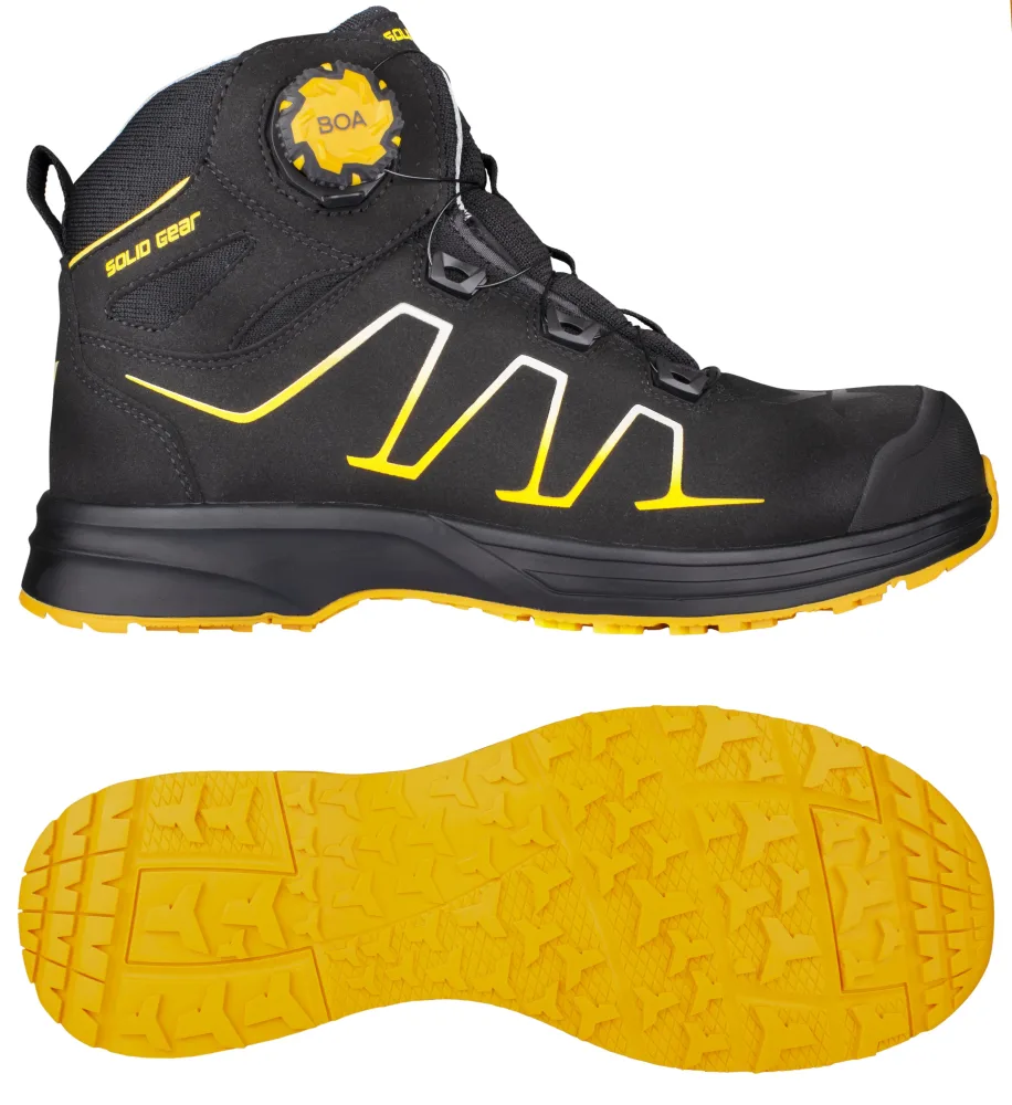 Solid Gear Reckon Skyddskänga S3, BOA, svart/gul 38
