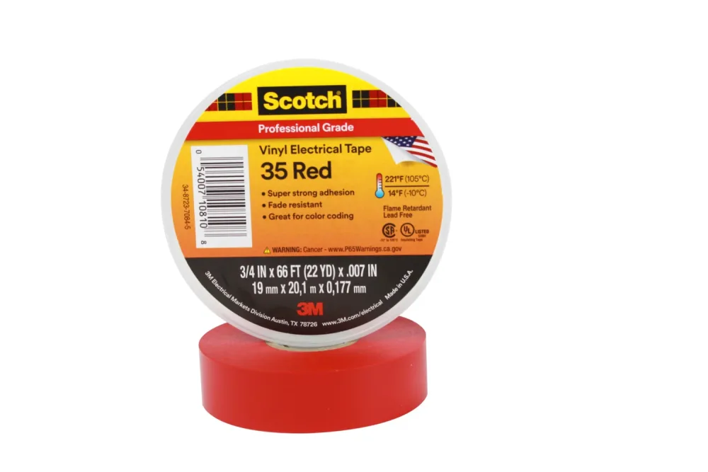 3M Scotch 35 Eltejp 19mm, 20m, röd