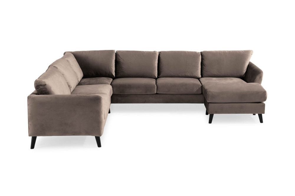 Trend 5-sits Högervänd L-formad Hörnsoffa med Divan i Sammet