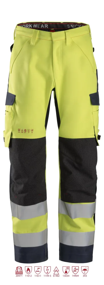 Snickers Workwear 6563 ProtecWork Skalbyxa varsel, gul/marinblå 120