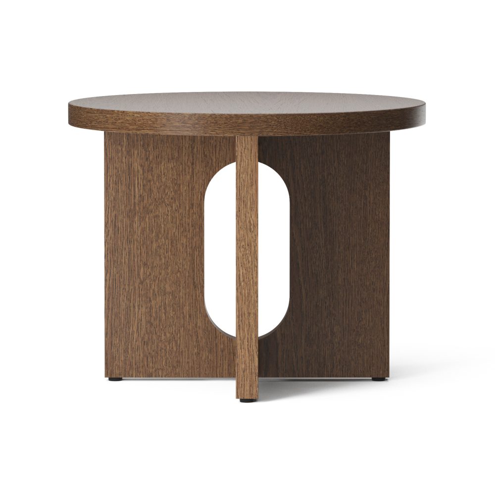 Androgyne sidobord Ø50 cm mörkbetsad ek, Mörkbetsad ek-bordsskiva