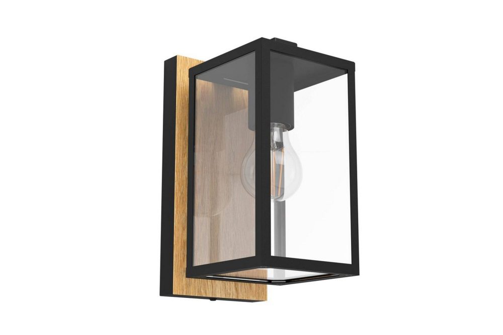 Vägglampa Utebelysning Eglo Budrone Svart/Trä Klar