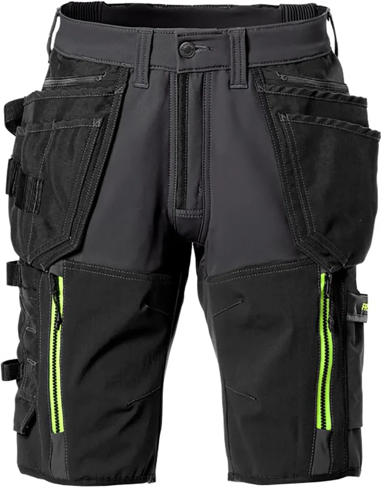Fristads 2567 STP Arbetsshorts svart, gul C46
