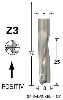 Cobolt 60-471 Spiralfräs D=8, L=25, TL=76, S=8
