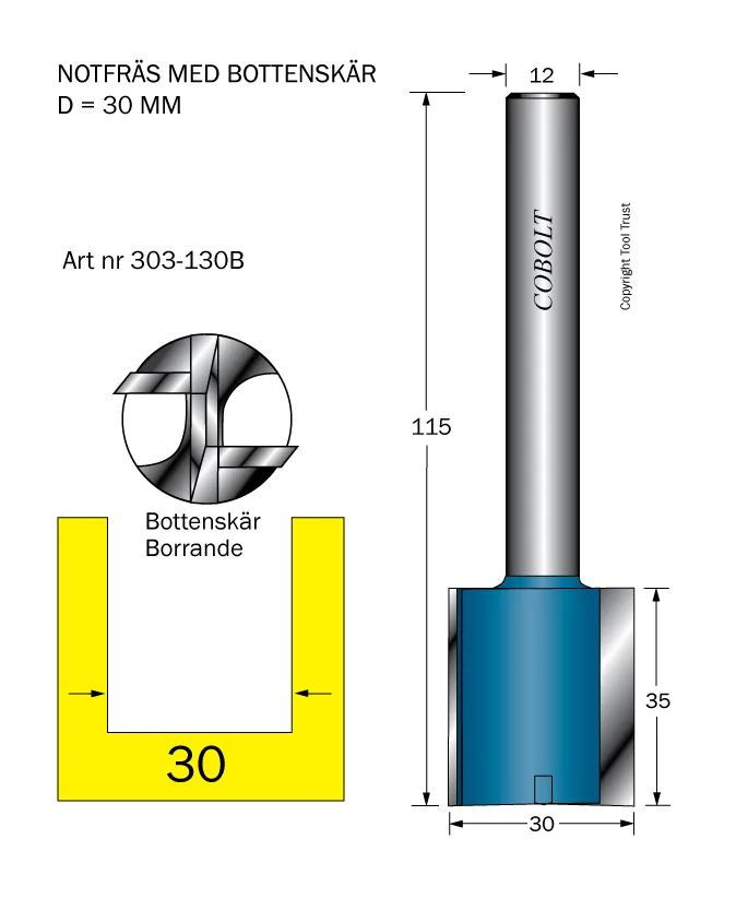 Cobolt 303-130B Notfräs D=30 L=35 TL=115 S=12