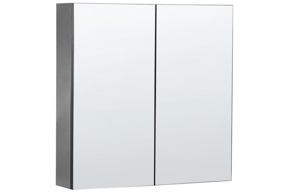 Badrumsskåp med spegel Navarra Svart, Silver, 60x14x60 cm