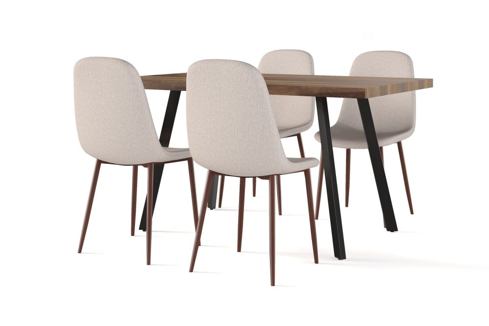 Marcelen Matbord Förlängningsbart med illäggsskiva + 4 st Nibe stol beige med valnöt ben