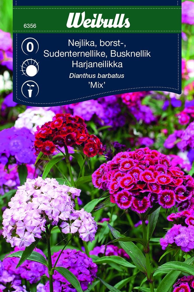Fröpåse Weibulls Vita, rosa och röda blommor