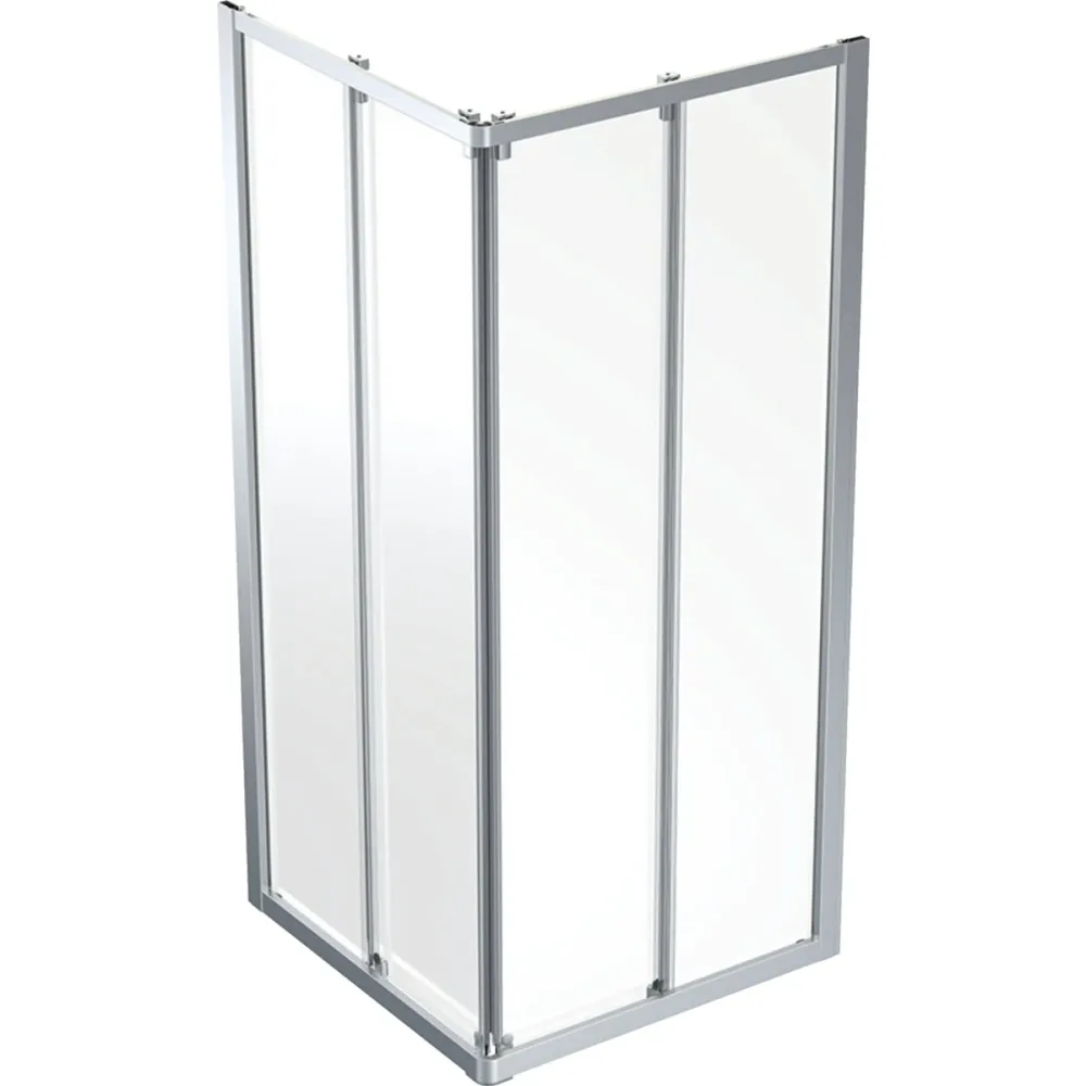 Contura Showerama Space Duschhörna 90x90x200cm, borstad aluminium/klart glas