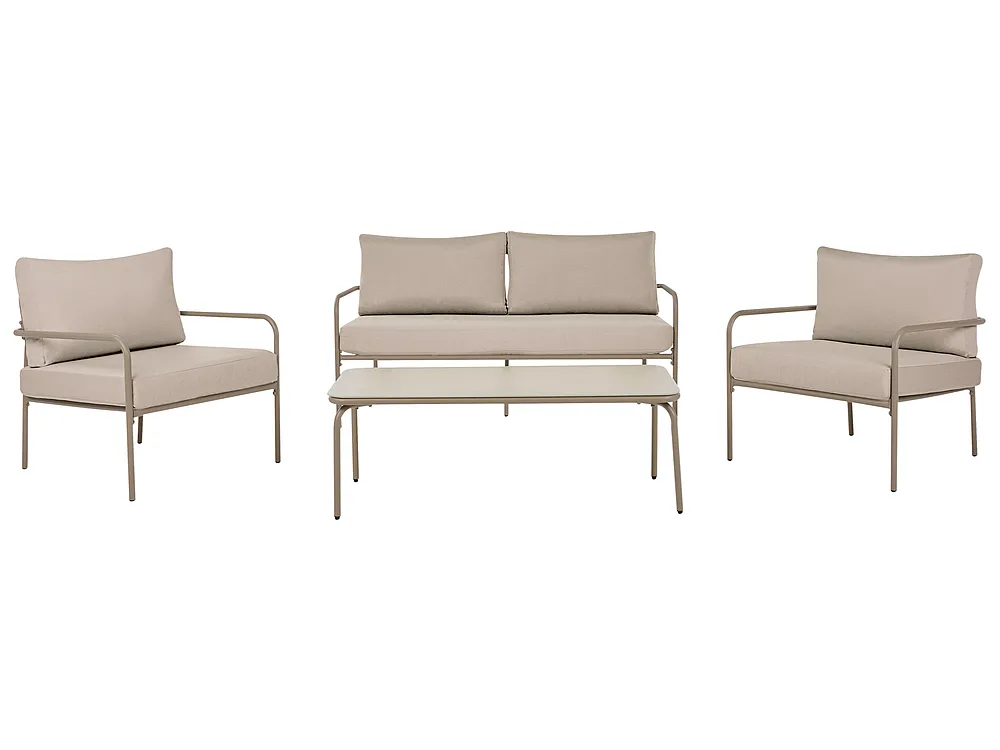 Trädgårdssoffgrupp med bord 4-sits NESSO Metall Ljusbeige