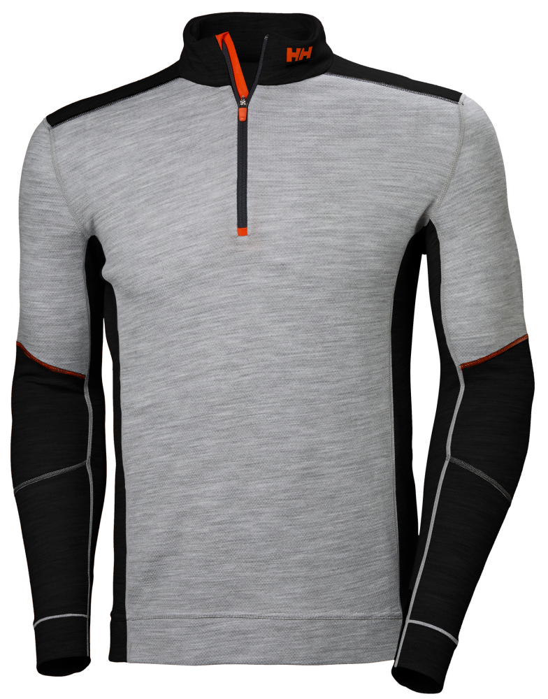 UNDERST.TRÖJA HELLY HANSEN MERINO GRÅ 3XL, GRÅMELERAD HALVZIP LIFA