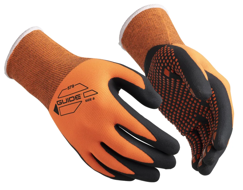 Guide Gloves 579 HP Handske nitril, Hi-Viz, nitril 9