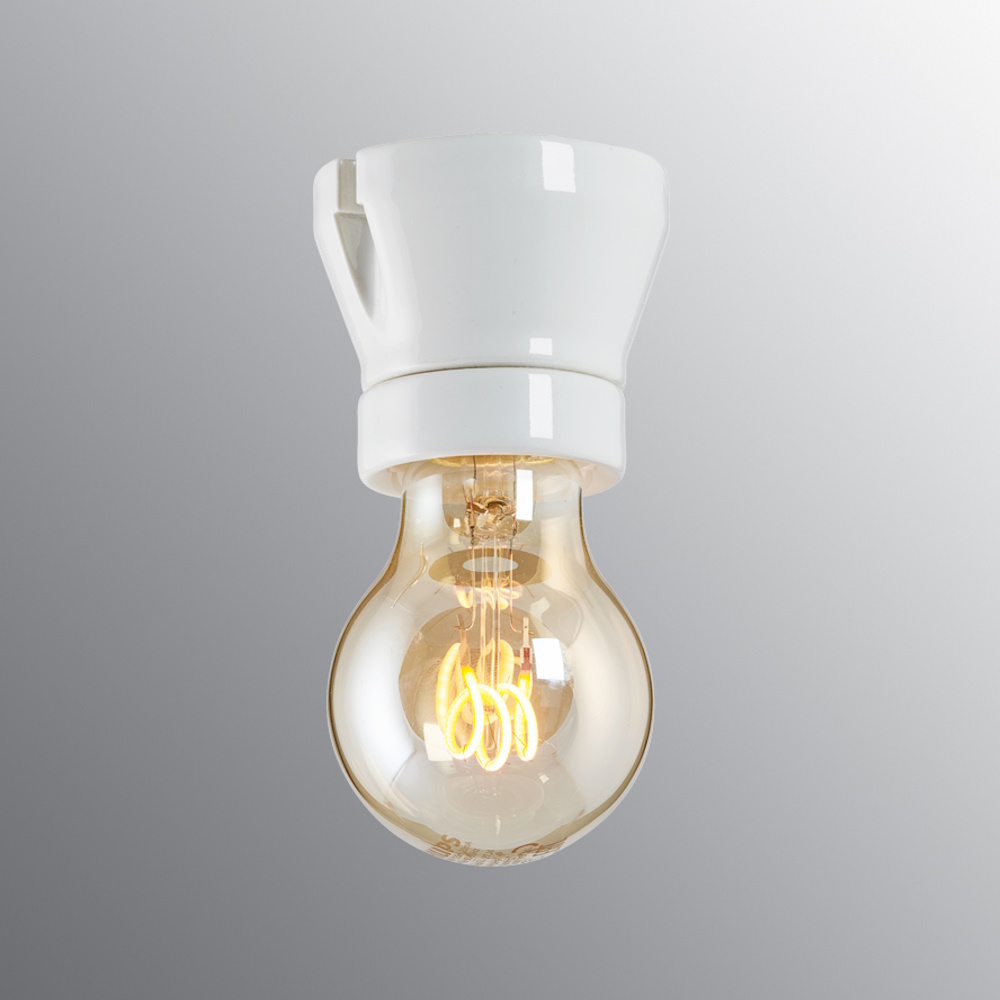 Fotlamphållare, Rak, 230V, IP20, E27, Vit, IFÖ ELECTRIC