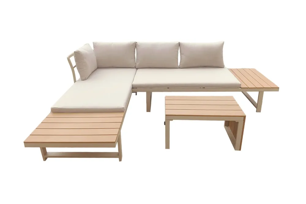 Lainelle 4-sits Soffgrupp för altan och terrass med beige dynor