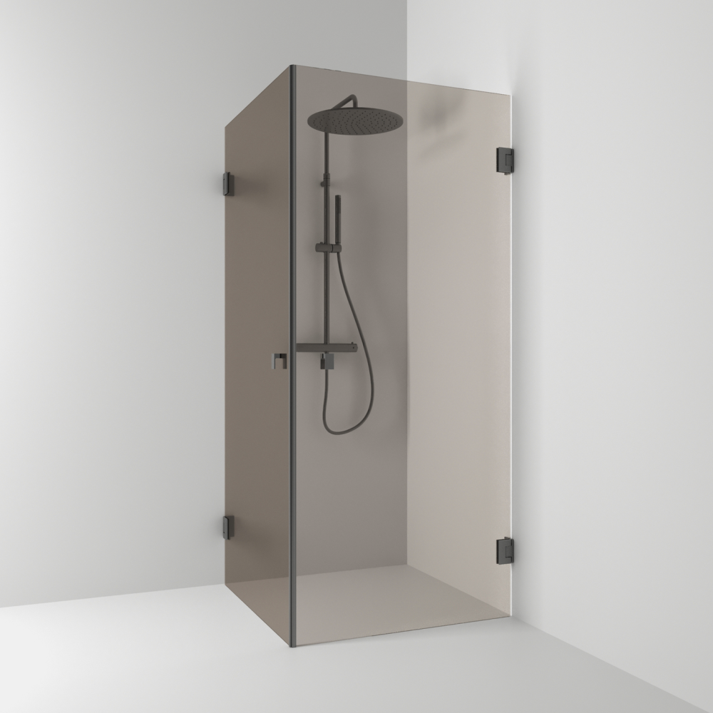 HÖRNDUSCH SVEDBERGS 180GR RAK BL SVART BRONSGLAS 90X200X90CM