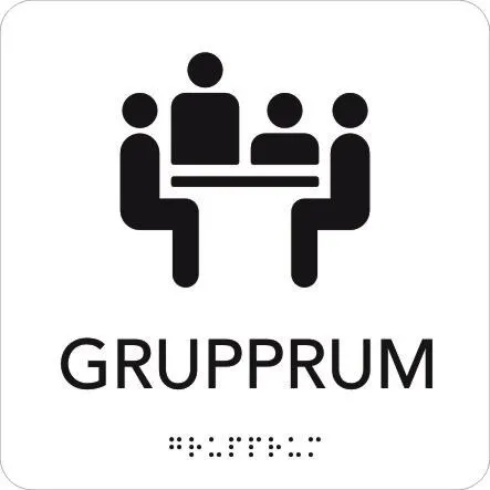 UniGraphics 6705389 Skylt grupprum, taktil, 150 x 150 mm Vit, svart text