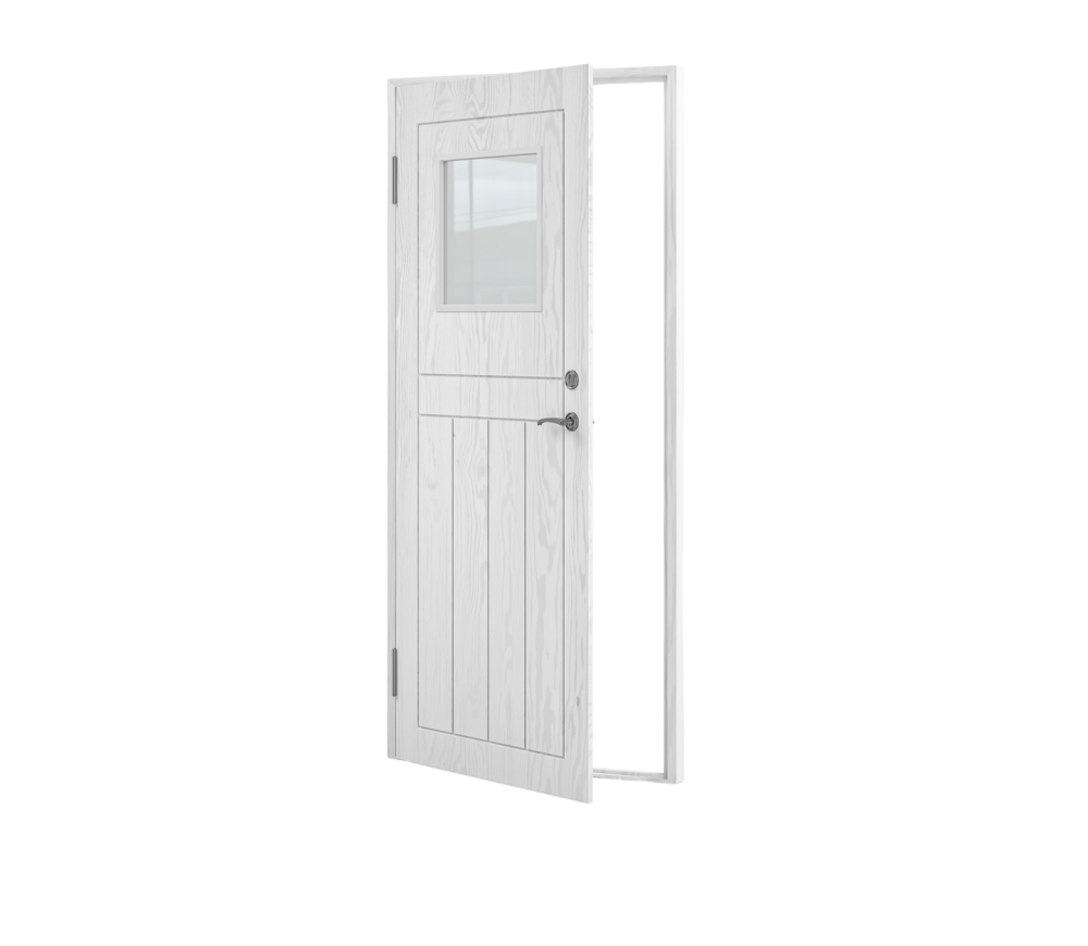 KALLFÖRRÅDSDÖRR 90X200 H CELLO GLASFÖNSTER GRUNDMÅLAD