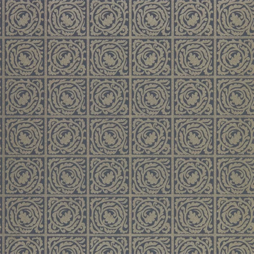 Pure Morris North Scroll Black Ink Dmpn216547 Mörkblå Tapet | Stuvbutiken