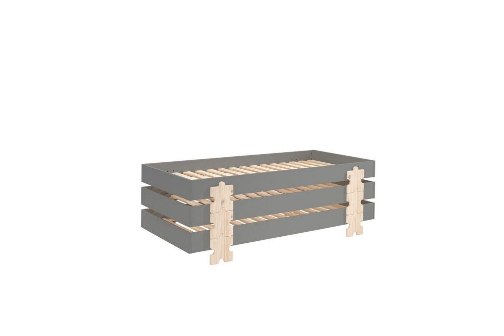 Säng Modulo med pusselbitarfötter Grå, 3