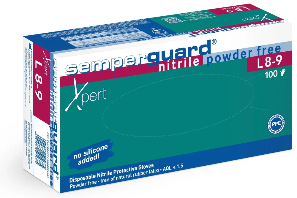 Semperguard Xpert L8-9 Engångshandske extra tjock M, 100 st