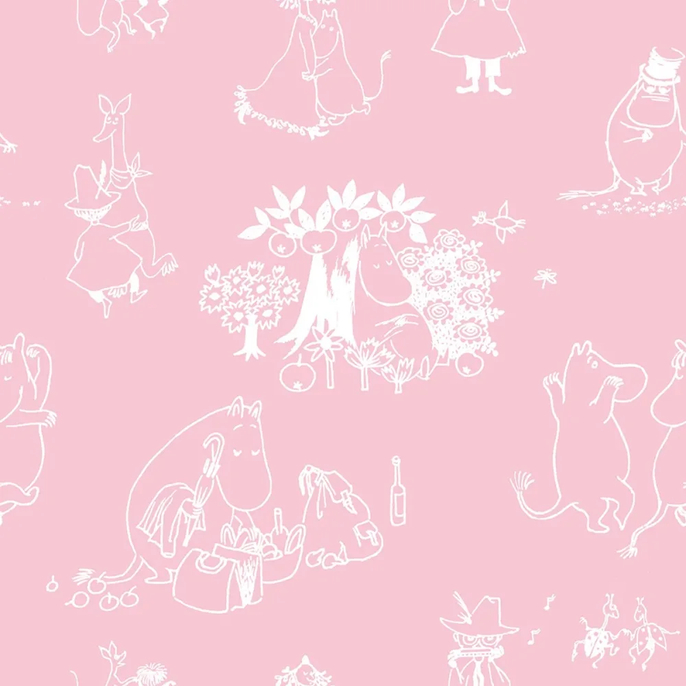 Mumin 3 5350-2 Rosa Tapet | Stuvbutiken