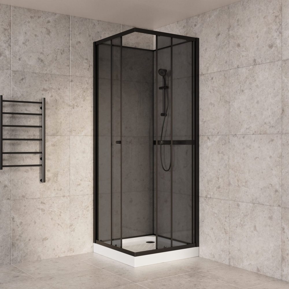 Duschkabin 90x90cm | Aluminium & säkerhetsglas | Svart ram