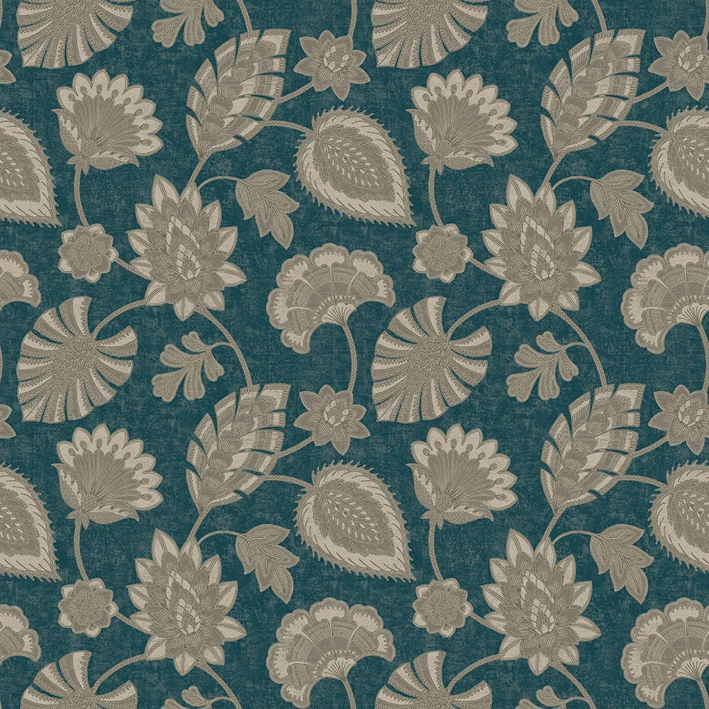 Fiona Walldesign Grace 35105 Tapet Flourish Trail Blå/metallic