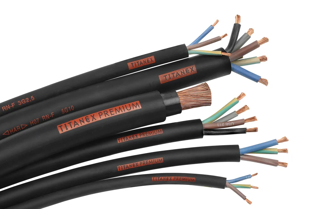 Nexans TITANEX Gummikabel 2x1 mm² ledararea 100 m, rulle