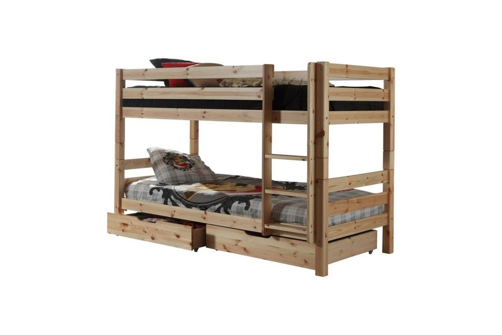 Våningssäng Pino Set med 2 Lådor Naturlig, 140 cm