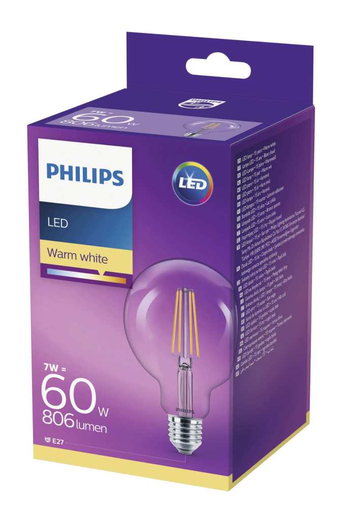 LED PHILIPS GLOB FIL E27 VV 7W (60W)