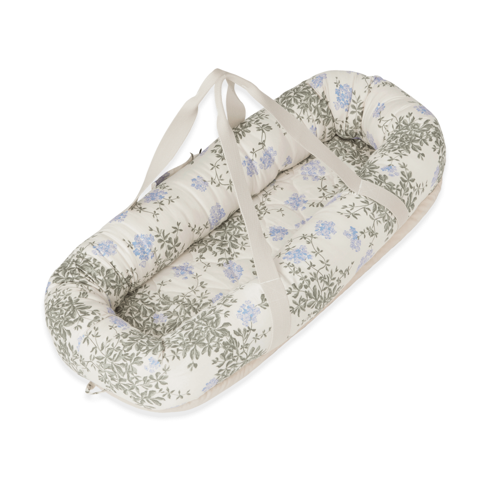 Plumbago satin quiltad babynest, 43x87x16cm