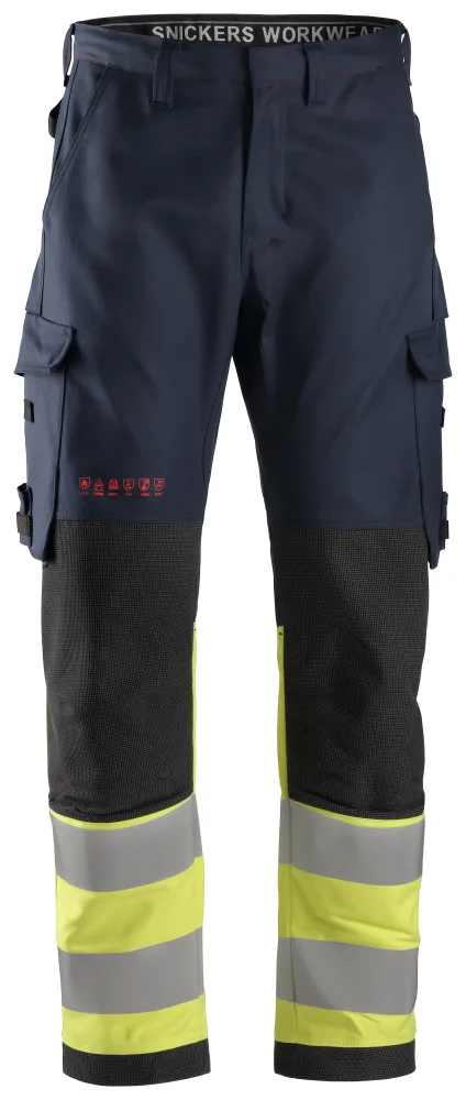 Snickers Workwear 6363 ProtecWork Arbetsbyxa varsel, gul/marinblå 52