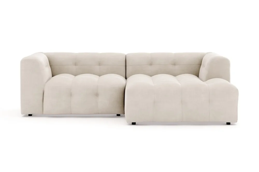 Puffy 3-sits bubblig soffa med divan höger