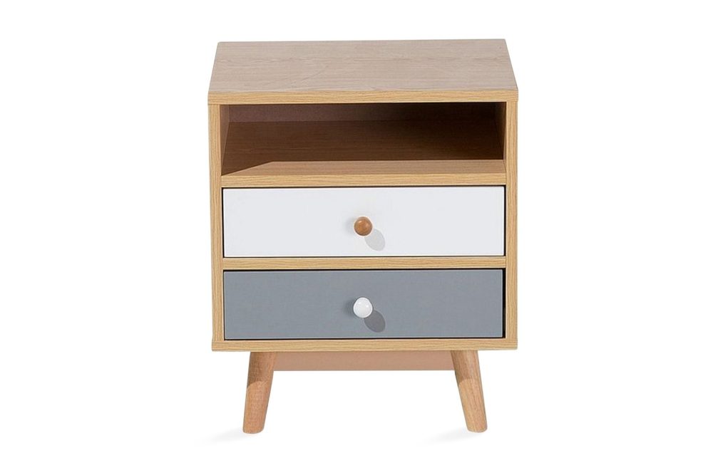 Peinmore Sängbord 40 cm med Förvaring 2 Lådor + Hylla