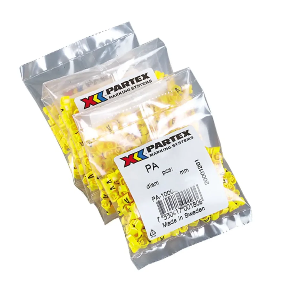Partex PA1401/I Kabelmärkning bokstäver, Ø2,5-5 mm, 200-pack I