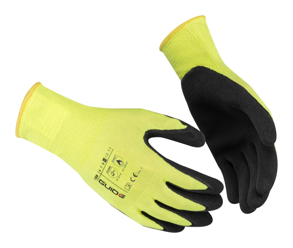 Guide Gloves 159 HP Handske latex, Hi-Viz, vattentät, touch 9