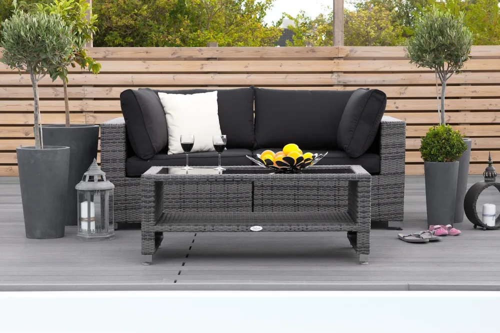 Bahamas Liten loungegrupp utomhus - Soffgrupp till balkong 2-sits - Litet loungeset utemöbler -