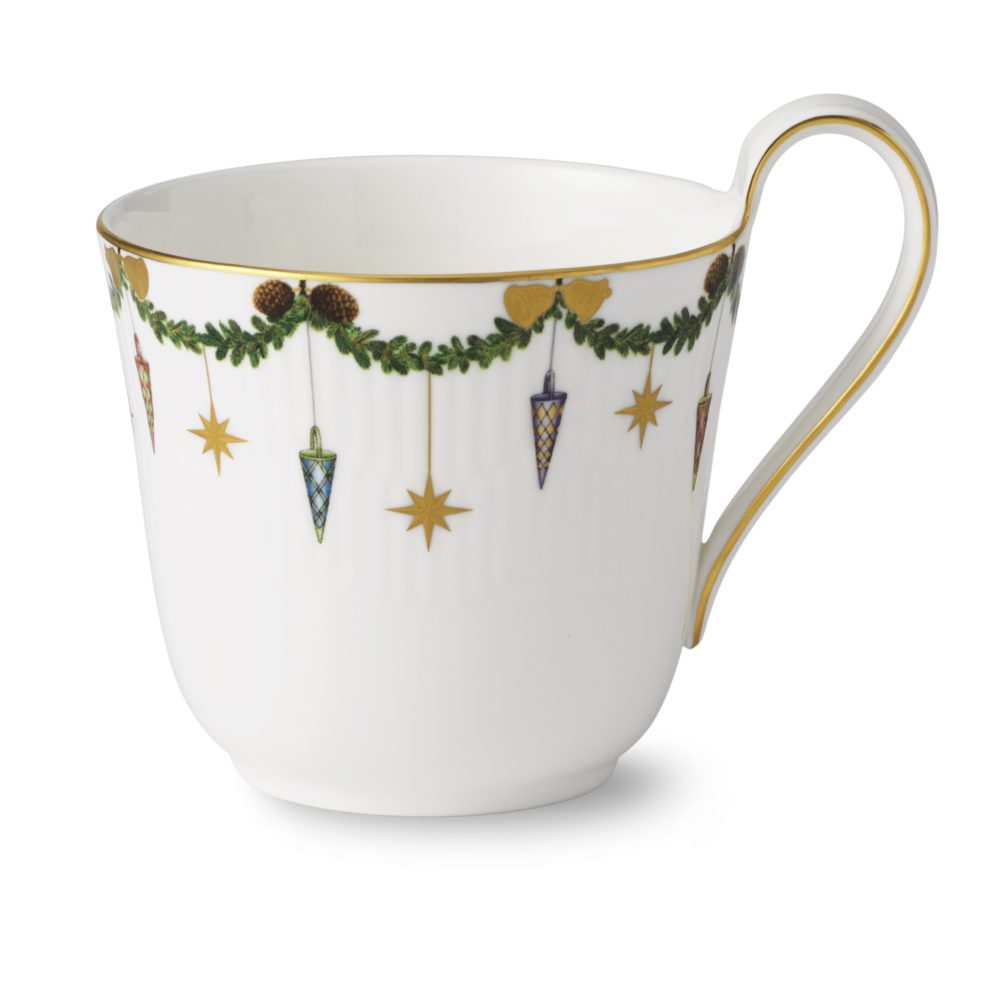 Star Fluted Christmas kopp med högt handtag, 33 cl