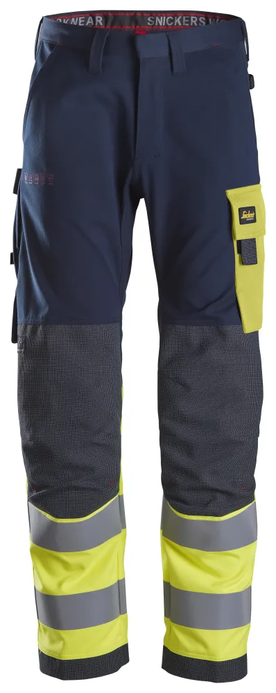 Snickers Workwear 6376 ProtecWork Arbetsbyxa marinblå/varsel, gul D108